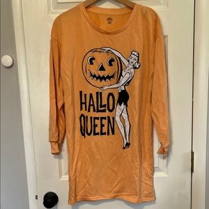 Orange Halloween Graphic Long-Sleeve Nightgown - Halo Queen